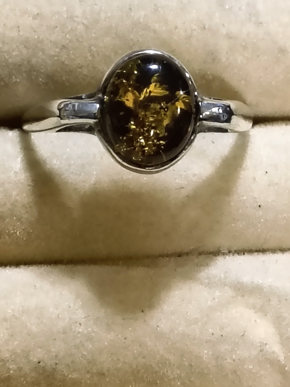 Sterling Silver Baltic Amber Oval Ring - Baltic Amber Signed Size 6.5